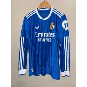Men's S Adidas Real Madrid 25/26 Third Authentic LS Jersey JP3925 Blue $160 NEW